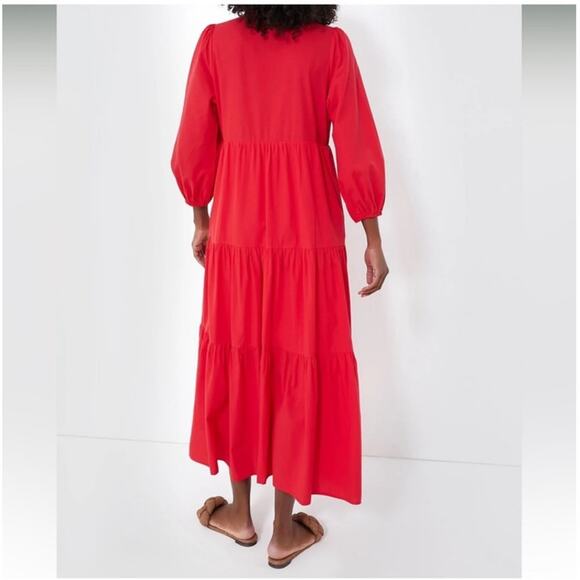 Pomander Place by Tuckernuck Women’s M Mabel Tiered Maxi Dress Hibiscus Red - Picture 2 of 16